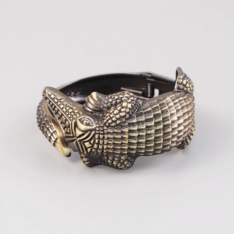 Vintage Crocodile Bangles Bracelet Open Cuff Bangle Jewelry