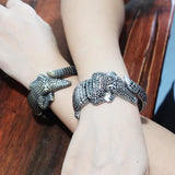 Vintage Crocodile Bangles Bracelet Open Cuff Bangle Jewelry