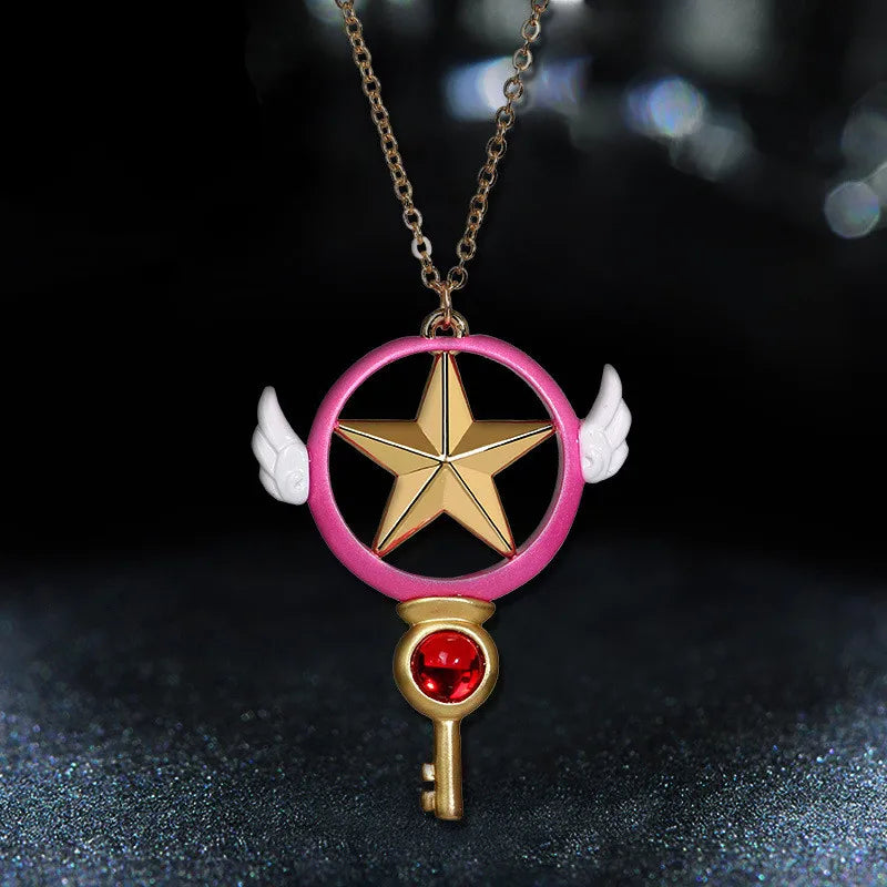 Sakura Necklace Star Key Magic Wand Pendant Necklace for Women