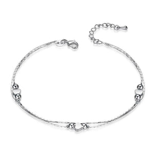 925 Sterling Silver Anklet Love Heart Shape Box Chain for Women