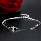 925 Sterling Silver Anklet Love Heart Shape Box Chain for Women