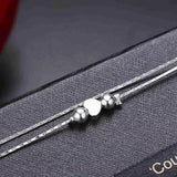 925 Sterling Silver Anklet Love Heart Shape Box Chain for Women
