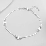 925 Sterling Silver Anklet Love Heart Shape Box Chain for Women