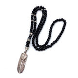 Arrow Men Necklace Vintage Stainless Steel Strand Natural Beads Necklace