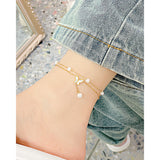 Artificial Pearl Anklet Tassel Butterfly Stainless Steel Jewelry