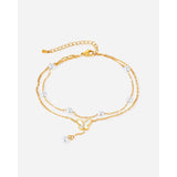 Artificial Pearl Anklet Tassel Butterfly Stainless Steel Jewelry