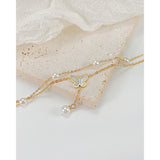 Artificial Pearl Anklet Tassel Butterfly Stainless Steel Jewelry