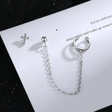 Asymmetric Chain Tassel Cuff Earrings Clip Stud Piercing Accessory
