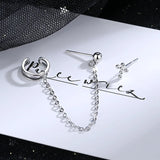 Asymmetric Chain Tassel Cuff Earrings Clip Stud Piercing Accessory