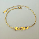 Babygirl Bracelet Women Old English Letter Stainless Steel Chain