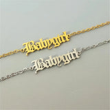 Babygirl Bracelet Women Old English Letter Stainless Steel Chain