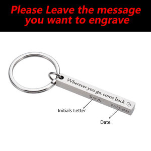 Custom Bar for Men Keychain Couple Gift Personalized Engraved Date