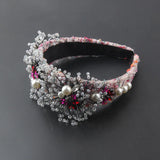 Baroque Flower Cloth Crystal Hair Hoop Catwalk Gift Hair Accessories