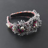 Baroque Flower Cloth Crystal Hair Hoop Catwalk Gift Hair Accessories
