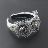 Baroque Flower Cloth Crystal Hair Hoop Catwalk Gift Hair Accessories