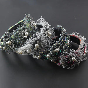 Baroque Flower Cloth Crystal Hair Hoop Catwalk Gift Hair Accessories