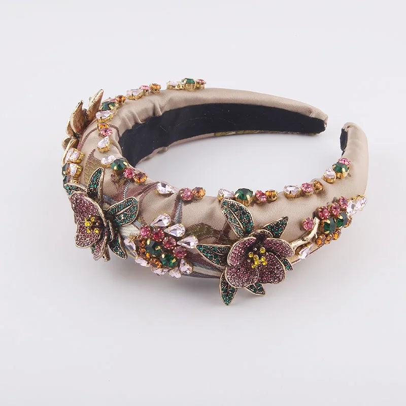 Baroque Inlaid Rhinestone Flower Headband Ladies Prom Hair Accessory