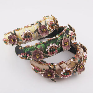 Baroque Inlaid Rhinestone Flower Headband Ladies Prom Hair Accessory
