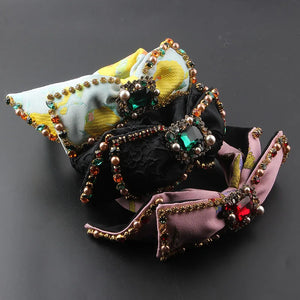 Baroque Personality Bow Rhinestone Pearl Headband Ladies Prom