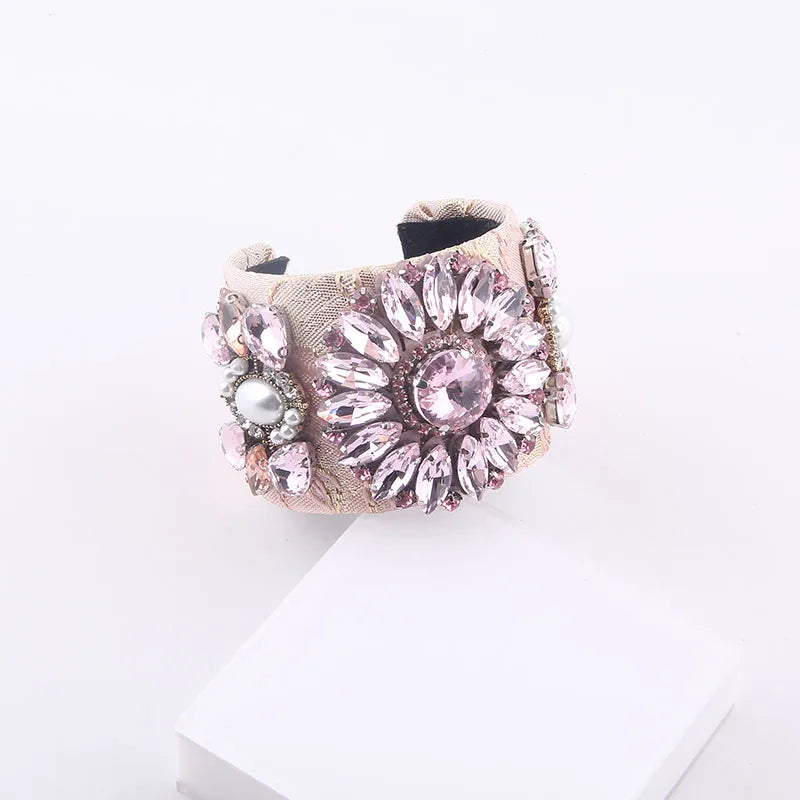 Baroque Rhinestone Flower Pearl B Ladies Prom Show Gorgeous Bracelet