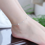 Silver Square Pendant Beach Anklet Women's Foot Chain Bracelet