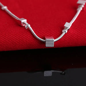 Silver Square Pendant Beach Anklet Women's Foot Chain Bracelet