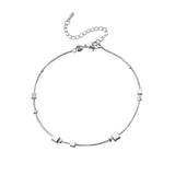 Silver Square Pendant Beach Anklet Women's Foot Chain Bracelet