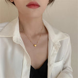 Heart Pendant Bead Chain Choker Necklace Stainless Steel Women Jewelry