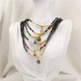 Beaded Choker Necklace Boho Stone Necklaces Vacation Party Chain Jewelry