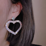 Rhinestone Crystal Heart Dangle Earrings for Women