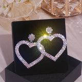 Rhinestone Crystal Heart Dangle Earrings for Women