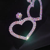 Rhinestone Crystal Heart Dangle Earrings for Women