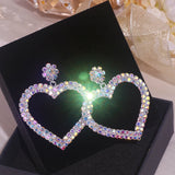 Rhinestone Crystal Heart Dangle Earrings for Women