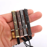 CZ Pave Pyramid Bar Macrame Bracelet Men Jewelry Bangle