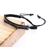 CZ Pave Pyramid Bar Macrame Bracelet Men Jewelry Bangle