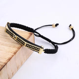 CZ Pave Pyramid Bar Macrame Bracelet Men Jewelry Bangle