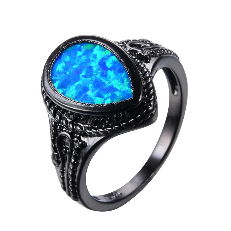 Fire Opal Ring Wedding Engagement Jewelry