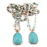 Bohemian Amazonite Pendant Necklace