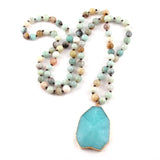 Bohemian Amazonite Pendant Necklace