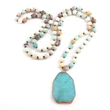 Bohemian Amazonite Pendant Necklace
