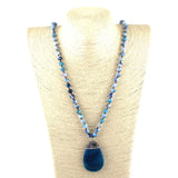 Boho Stone Crystal Pendant Necklace