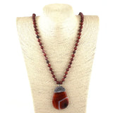 Boho Stone Crystal Pendant Necklace