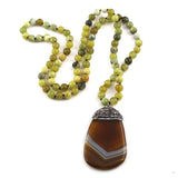 Boho Stone Crystal Pendant Necklace
