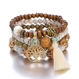 Bohemian Style Wooden Bead Bracelet for Women