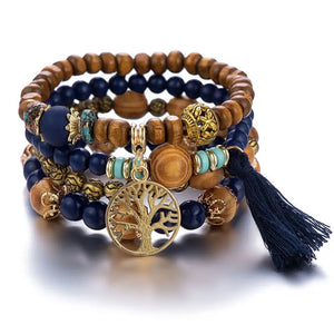 Bohemian Style Wooden Bead Bracelet for Women