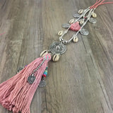 Boho Sweater Chain Necklace Tassel Pendants for Women
