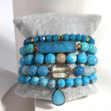 Boho Stone Beaded Bracelet Set 5pc