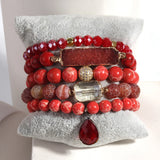 Boho Stone Beaded Bracelet Set 5pc
