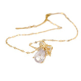 Titanium Steel Bow Drop Necklace for Women