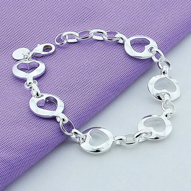 925 Silver Heart Shape Bracelet for Women - Birthday Gift
